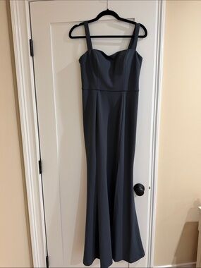 Jenny Yoo Slate Gray Strappy Maxi Dress